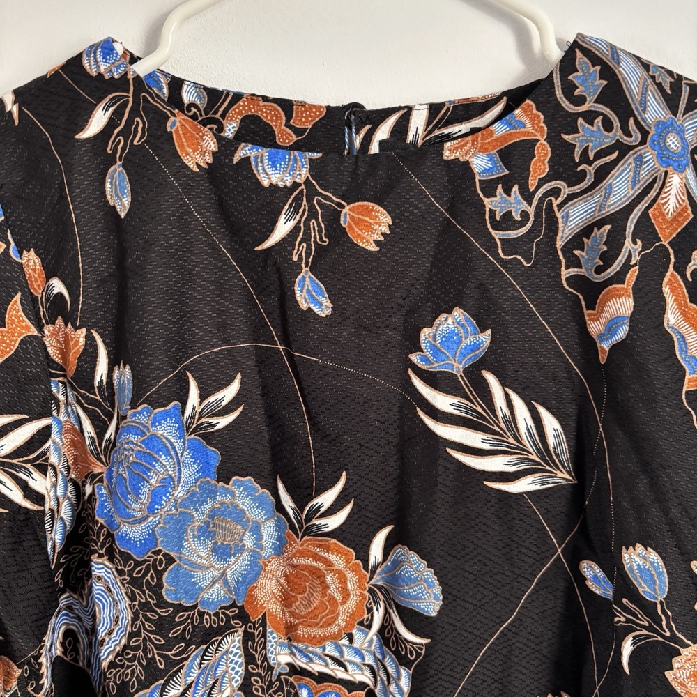Batik Semar Tunic Shirt Women's‎ 3L (Us Sz XL) Black Blue Orange High-low - Picture 3 of 11